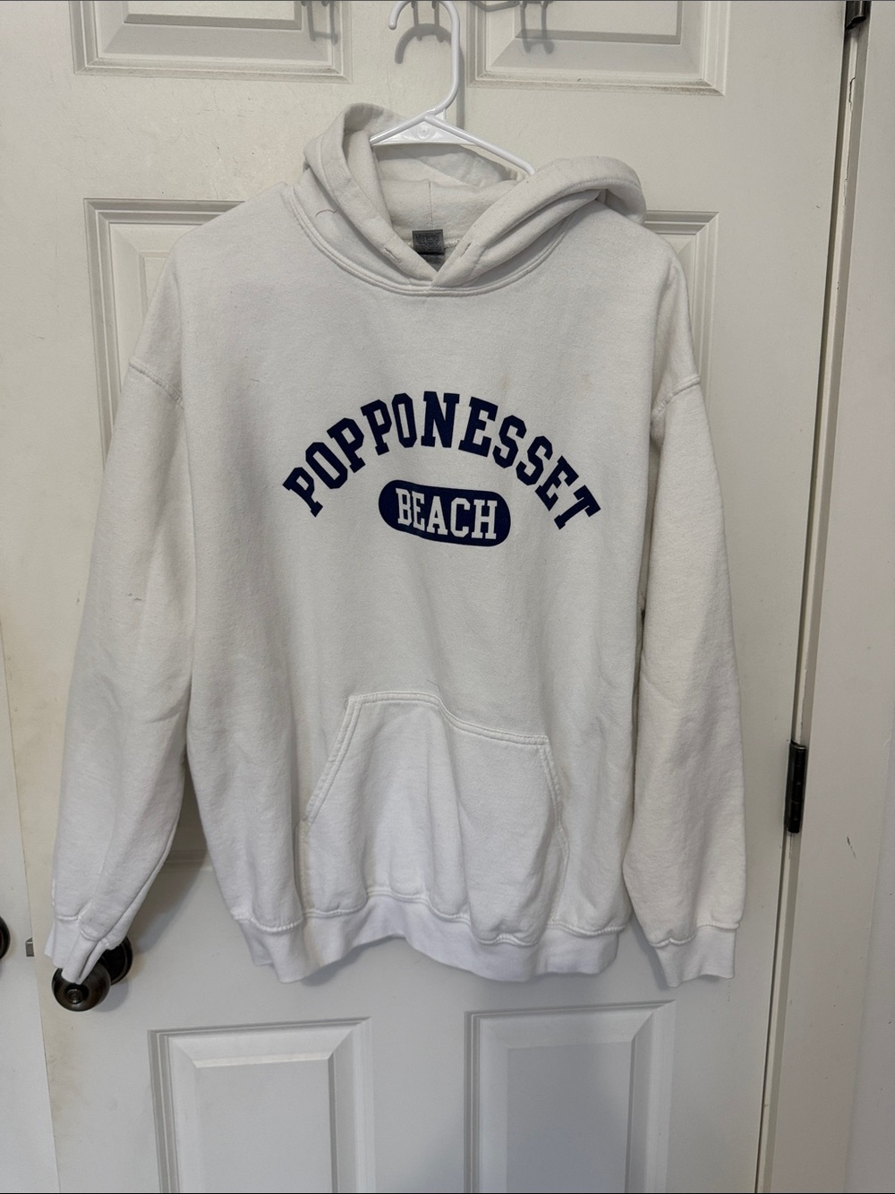 Popponesset Beach White Hoodie Sweatshirt size large